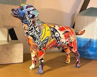 Graffiti Labrador Figurine, Street Art Labrador Retriever, Labrador Gifts, Dog Decor, Graffiti Dog Art, Lab Dog Lover Gift Shipped from USA