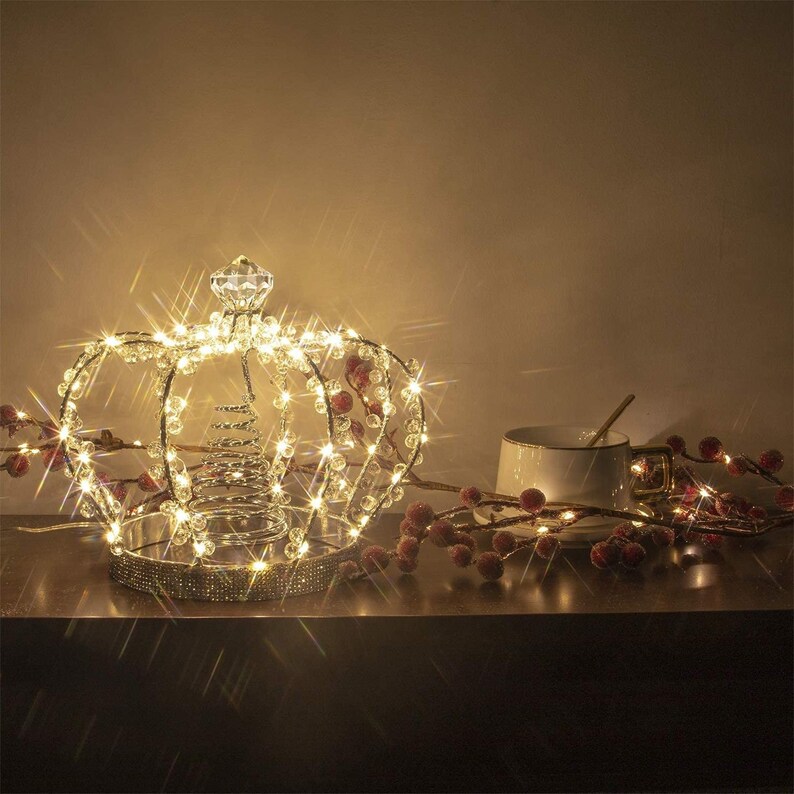 Crown Christmas Tree Topper With Fairy Lights Etsy