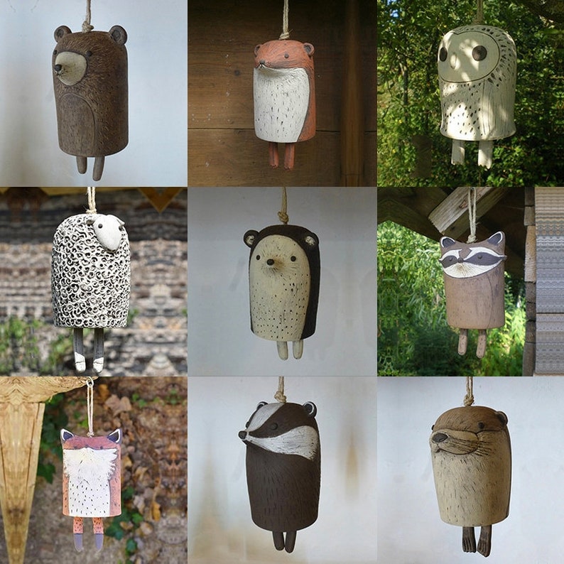 Animal Wind Chimes Rustic Hanging Chimes Fox Wind Bell image 7