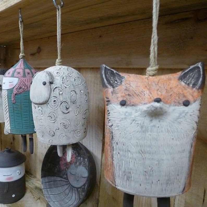 Animal Wind Chimes Rustic Hanging Chimes Fox Wind Bell image 4