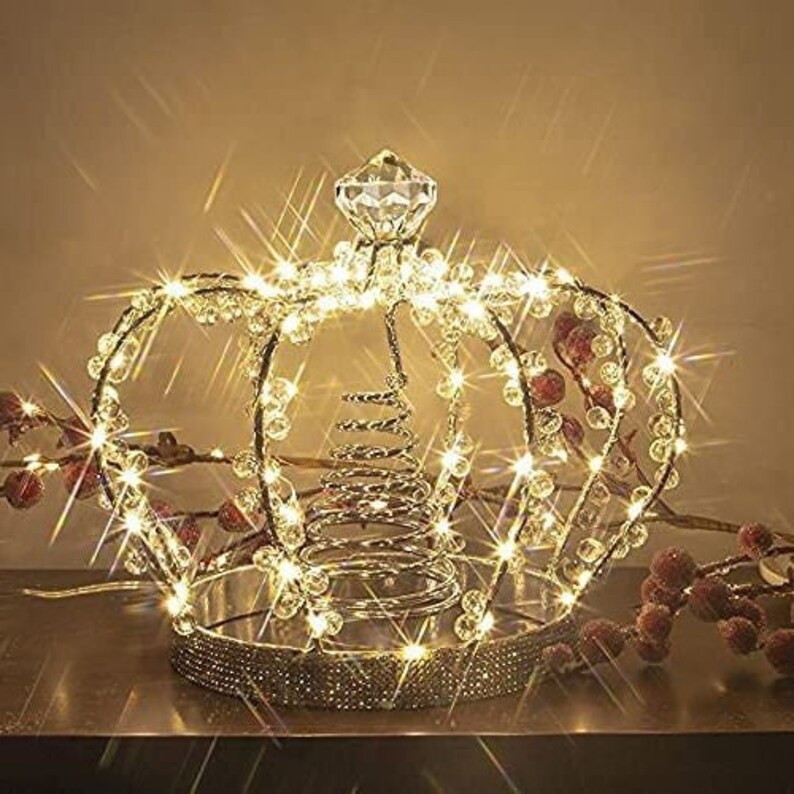 Crown Christmas Tree Topper With Fairy Lights Etsy