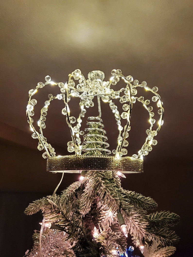 Crown Christmas Tree Topper With Fairy Lights Etsy