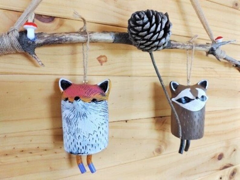 Animal Wind Chimes Rustic Hanging Chimes Fox Wind Bell image 1