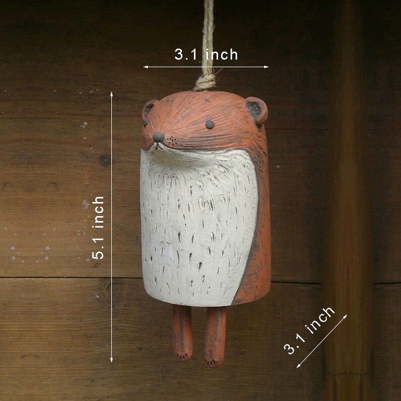 Animal Wind Chimes Rustic Hanging Chimes Fox Wind Bell image 8