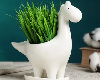 Dinosaur Planter with Tray, Diplodocus Ceramic Planter, Dino Planter, Cute Succulent Planter, Animal Planter, Dinosaur Plant Pot, from USA
