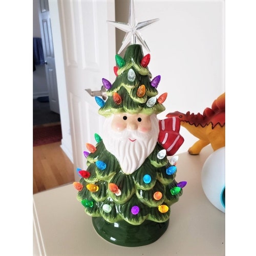 Wood Ceramic Christmas Tree Base With Light Etsy