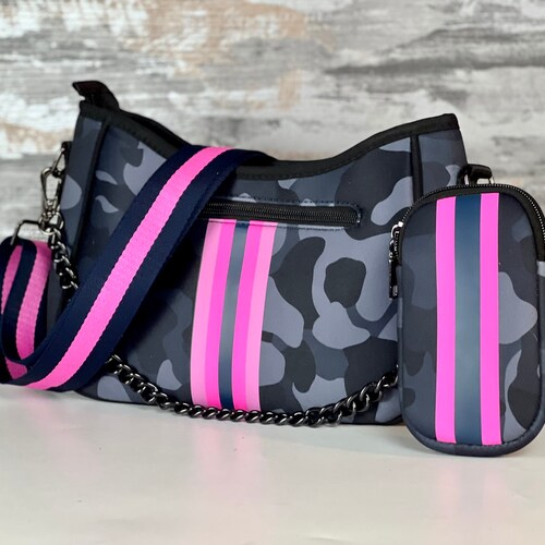 Crossbody Purse Neoprene Camo Shoulder Bag With Hot Pink Etsy