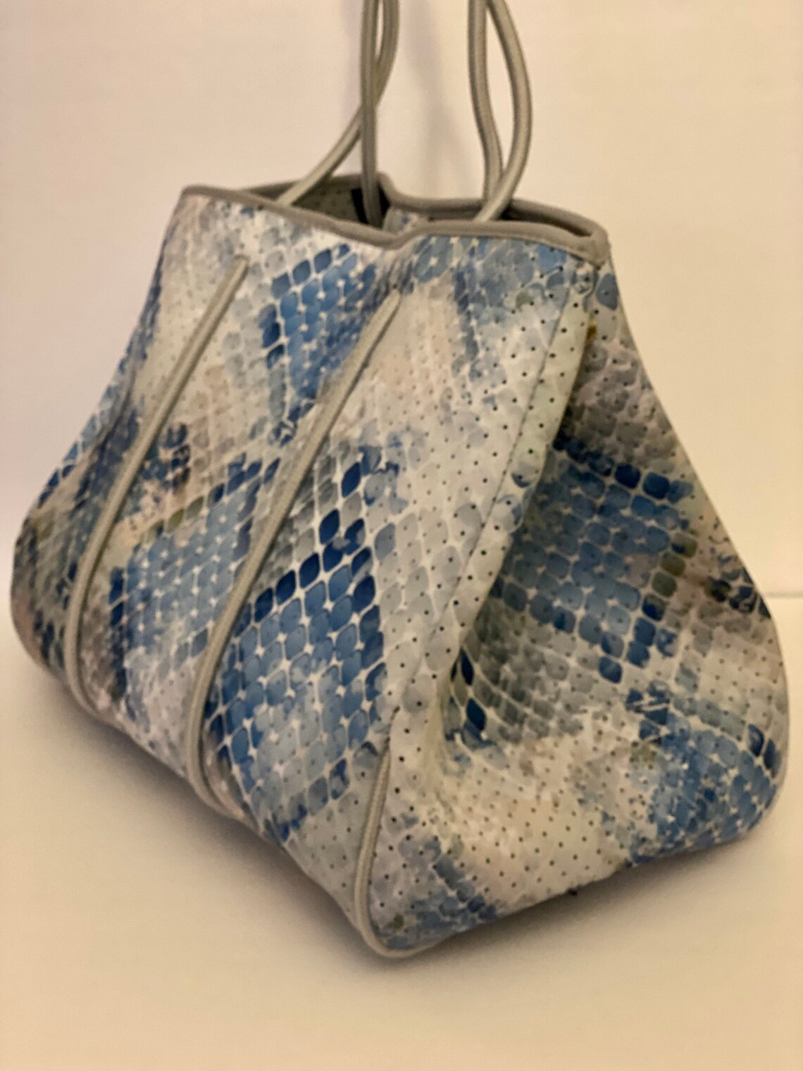 Neoprene Tote Bag Blue and Grey Neoprene Tote Bag Perfect | Etsy