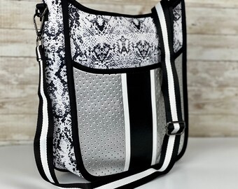 black and snake print bag