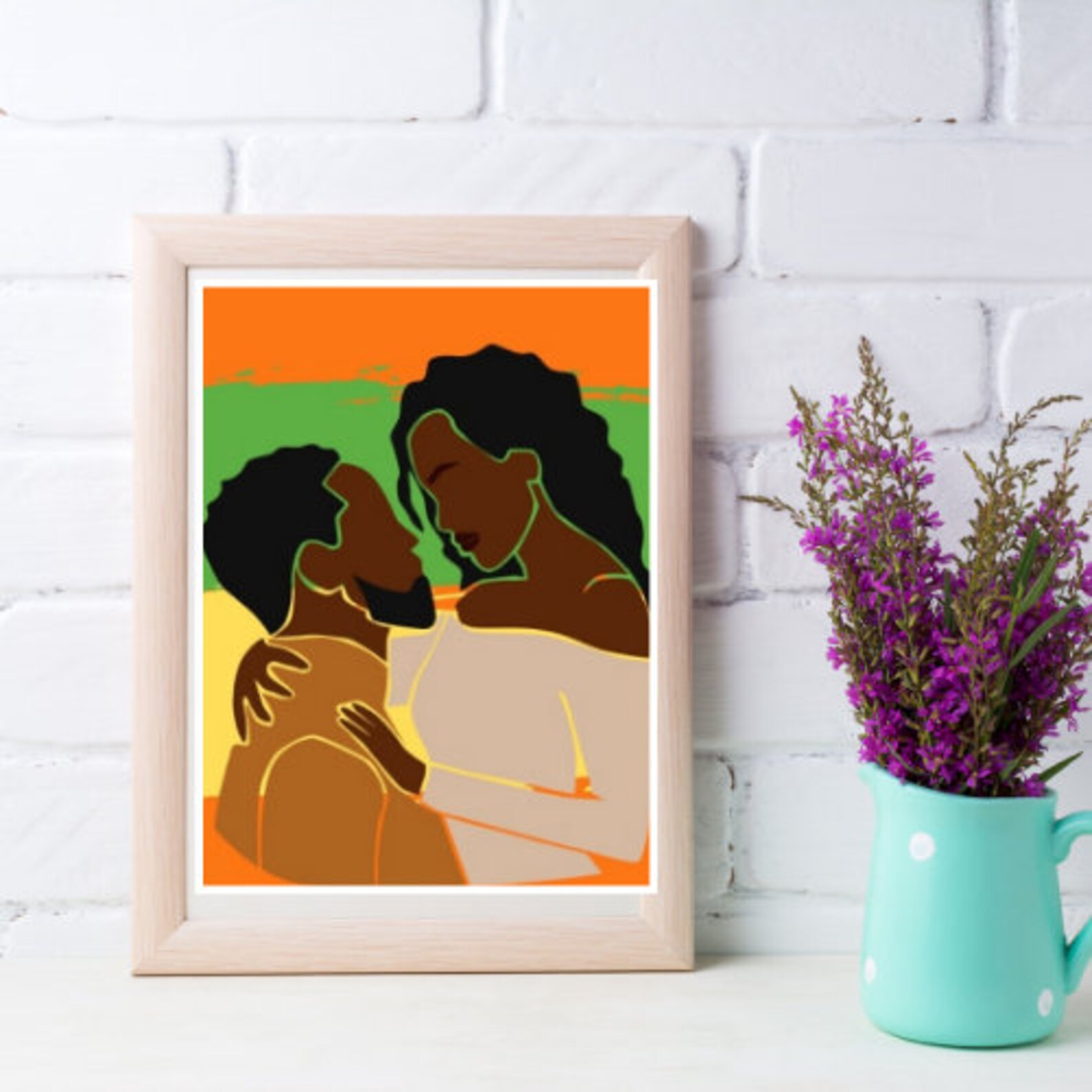 Black Couple Illustration Printable Wall Art Black Love Etsy