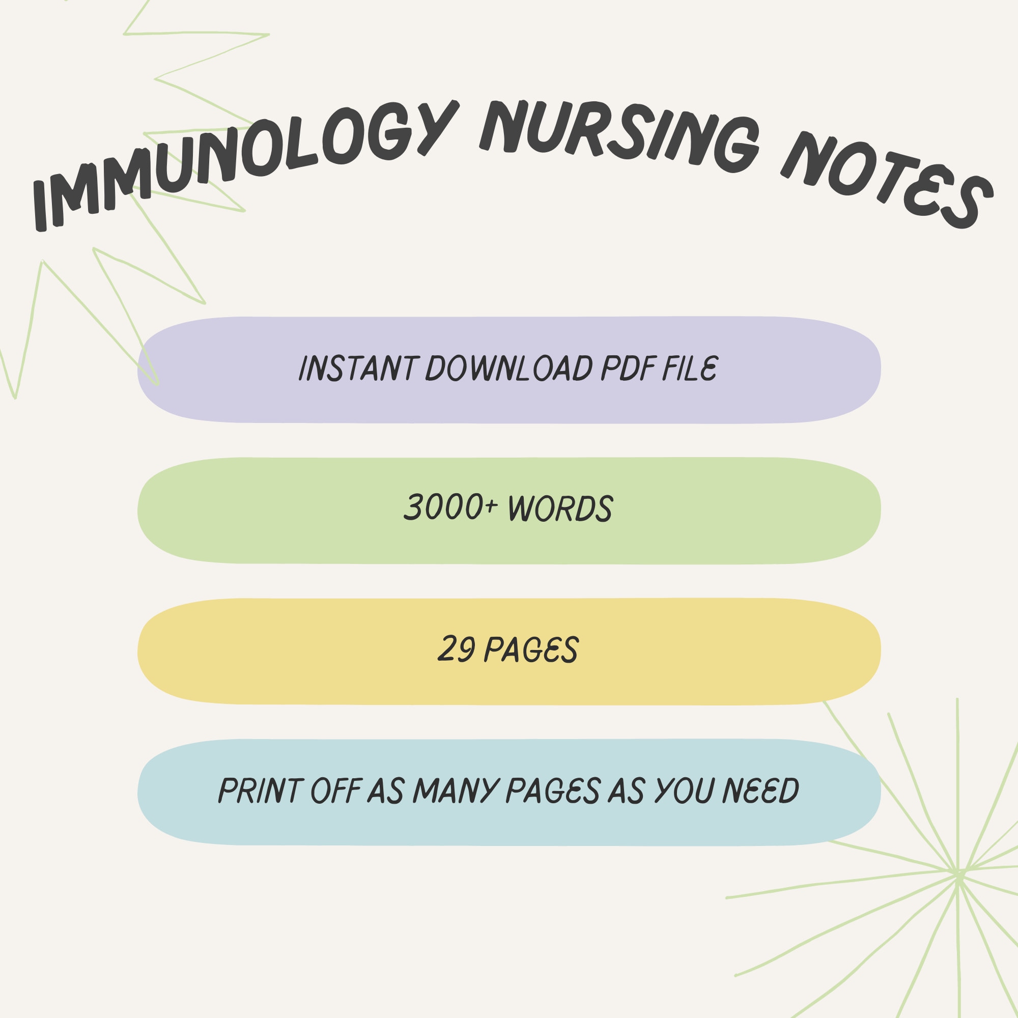 Immunology Nursing School Notes - Etsy