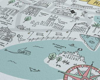 Bespoke Illustrated Cornish Map Print