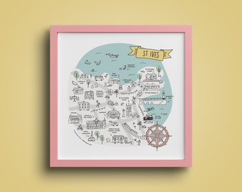 St Ives Map Print