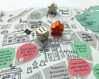 PENZANCE board game map. A race to St Michael's Mount