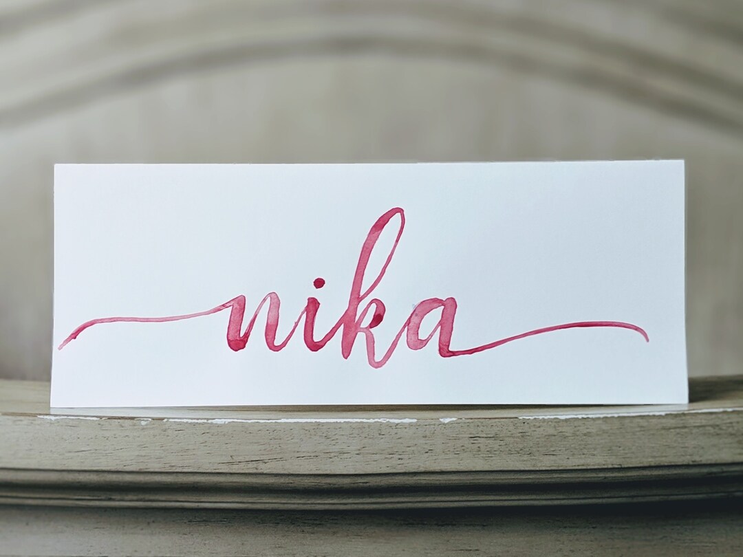 Watercolor Name Painting Name Cards Cursive Place Cards Hand Painted