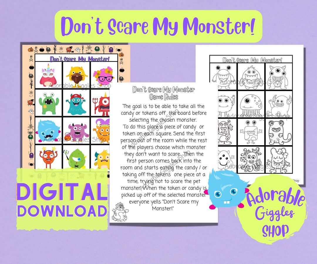 Don't Scare My Monster Digital Printable Halloween Don't Eat Pete Game ...