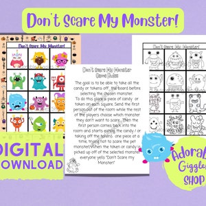Don't Scare My Monster Digital Printable Halloween Don't Eat Pete Game ...