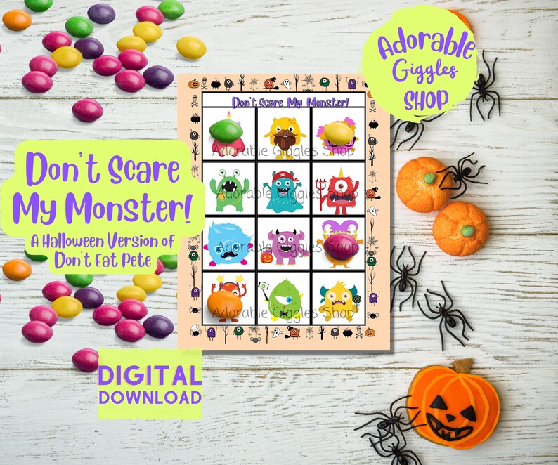 Don't Scare My Monster Digital Printable Halloween Don't Eat Pete Game ...