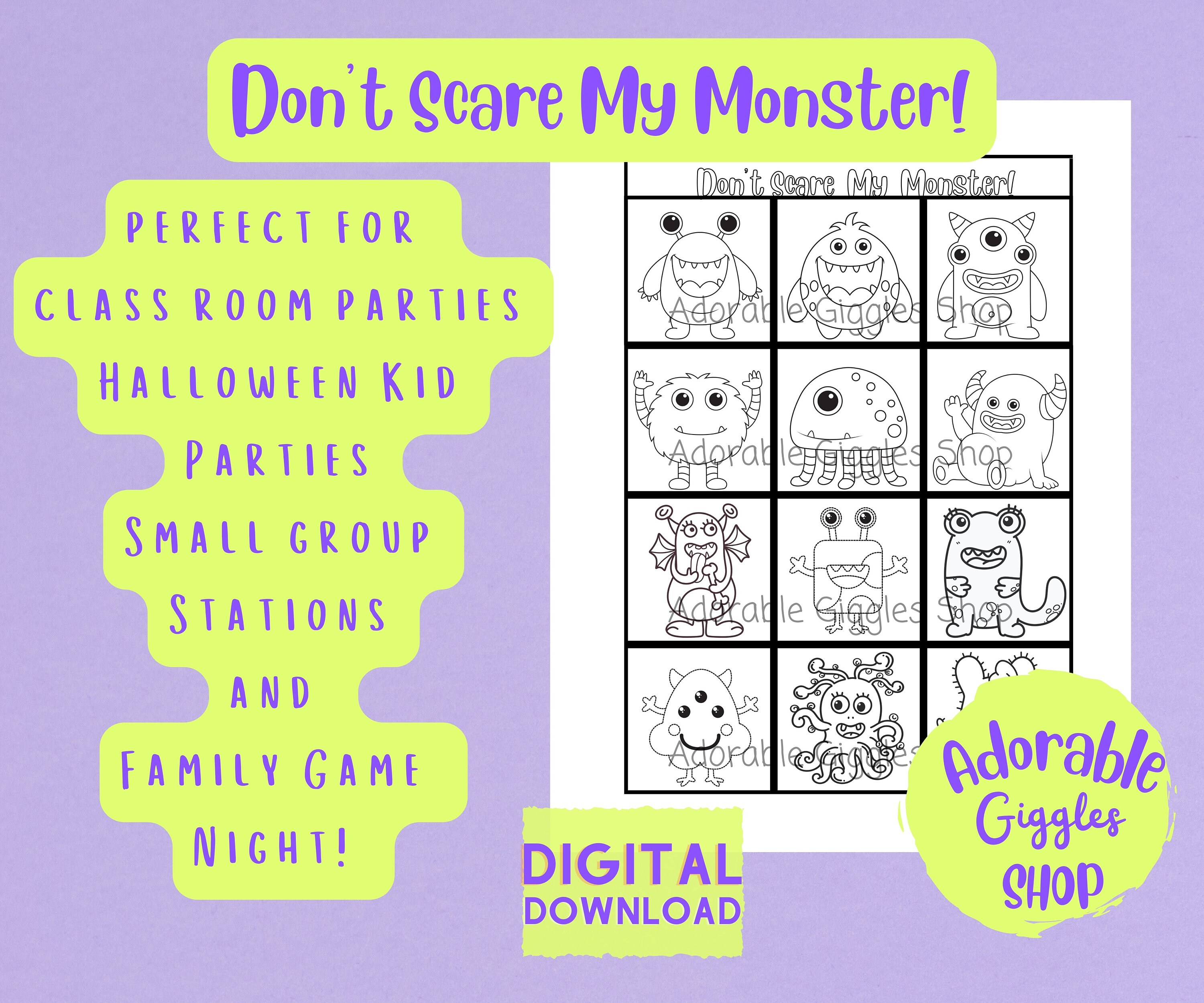 Don't Scare My Monster Digital Printable Halloween Don't Eat Pete Game ...