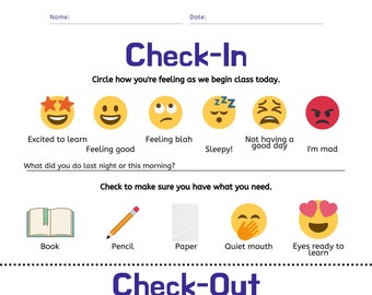 Classroom Emotion Check-In and Out Printable Download
