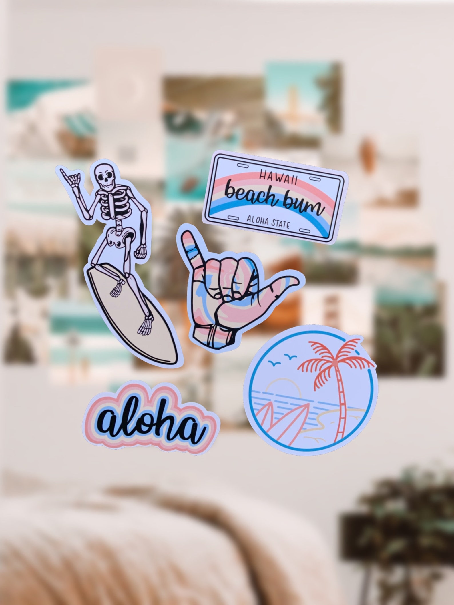 Beachy Sticker Pack Water Resistant Die Cut Laptop Decal | Etsy