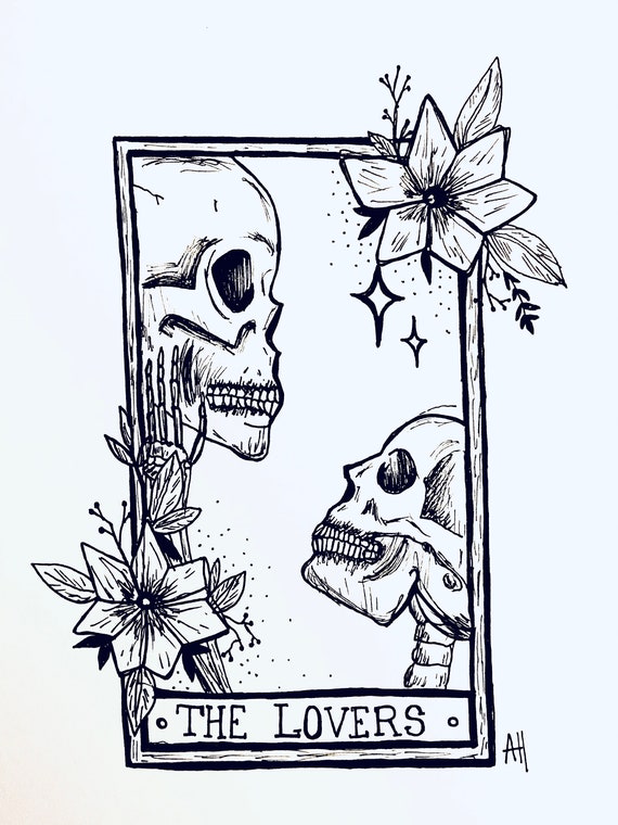 The Lovers Tarot Card Art Work Etsy