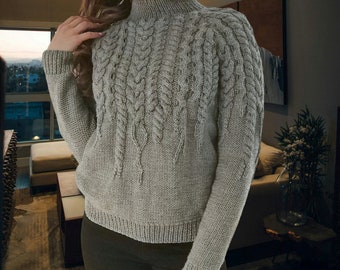 100% Merino Wool Knitted Sweater/Handmade Oversized Chunky Sweater/Knitted Cozy Warm Sweater