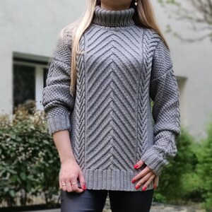 100% Merino Wool Knitted Sweater/Handmade Chunky Sweater/Knitted Cozy Warm Long Sweater