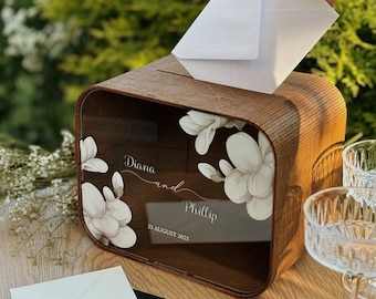 Bröllopskortslåda med springa, Bröllopsminnesask, Rustik bröllopspresentask, Hochzeit Kartenbox, Boîte pour cartes de mariage