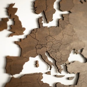 Mappa del mondo in legno vuota senza paesi Decorazione da parete Regalo di anniversario Decorazione rustica per la casa Decorazione da parete per soggiorno Weltkarte Holz