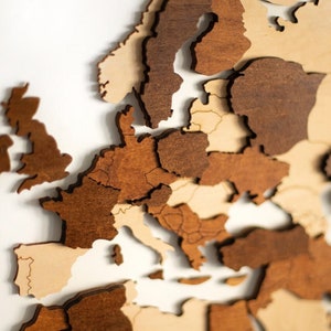Drewniana mapa świata 3D pusta dekoracja ścienna prezent rocznicowy rustykalny wystrój domu salon sypialnia prezent świąteczny dekoracja ścienna Weltkarte Holz