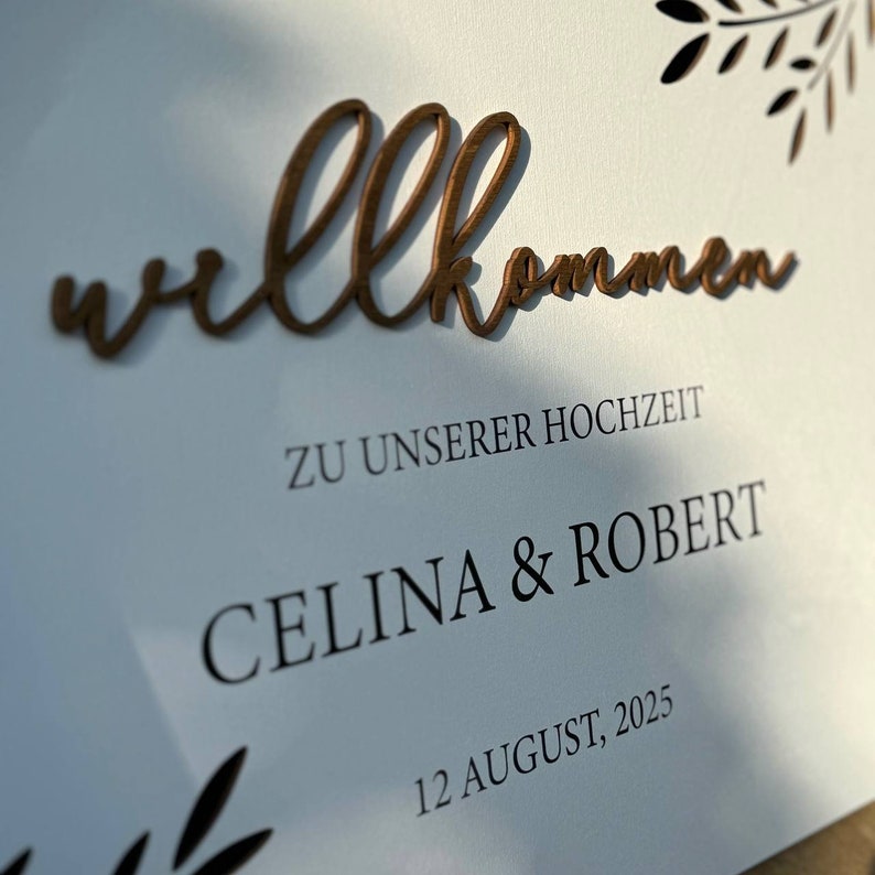 Signo de boda de bienvenida, Willkommensschild Hochzeit, tablero de bienvenida de boda, signo de fiesta de compromiso de bienvenida, Hochzeit Willkommensschild imagen 7