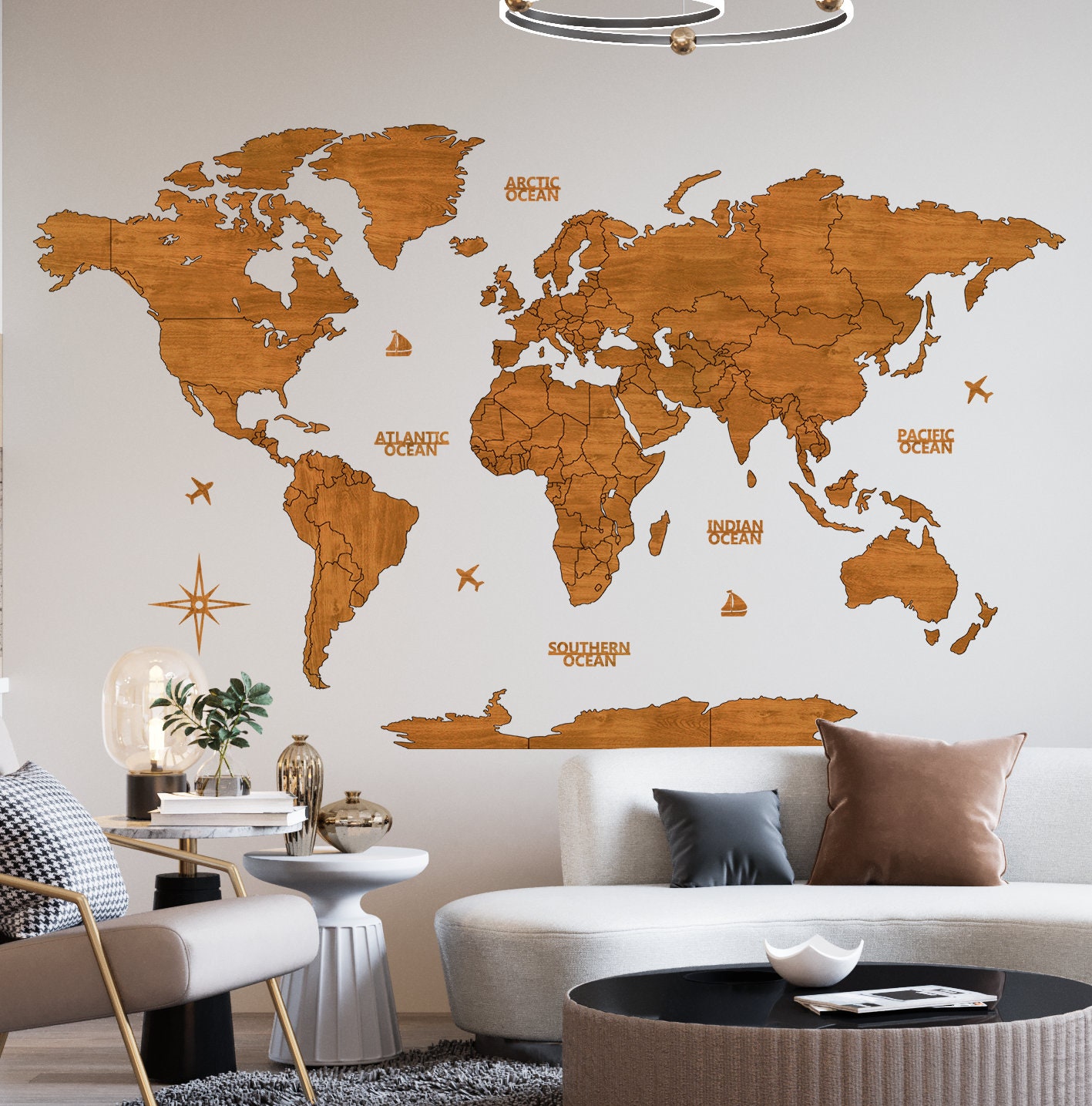 Large Rustic Wood World Map – Modern Rustic Home