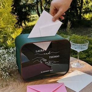 Boîte pour cartes de mariage, Boîte pour cartes de mariage avec fente, Décoration de mariage bohème, Boîte pour cartes en verre acrylique, Boîte à souvenirs de mariage