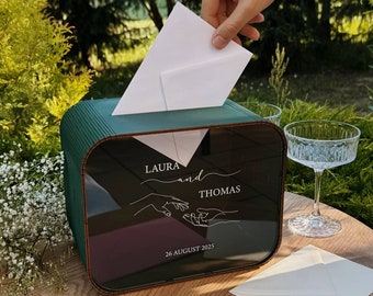 Boîte pour cartes de mariage, Boîte pour cartes de mariage avec fente, Décoration de mariage bohème, Boîte pour cartes en verre acrylique, Boîte à souvenirs de mariage