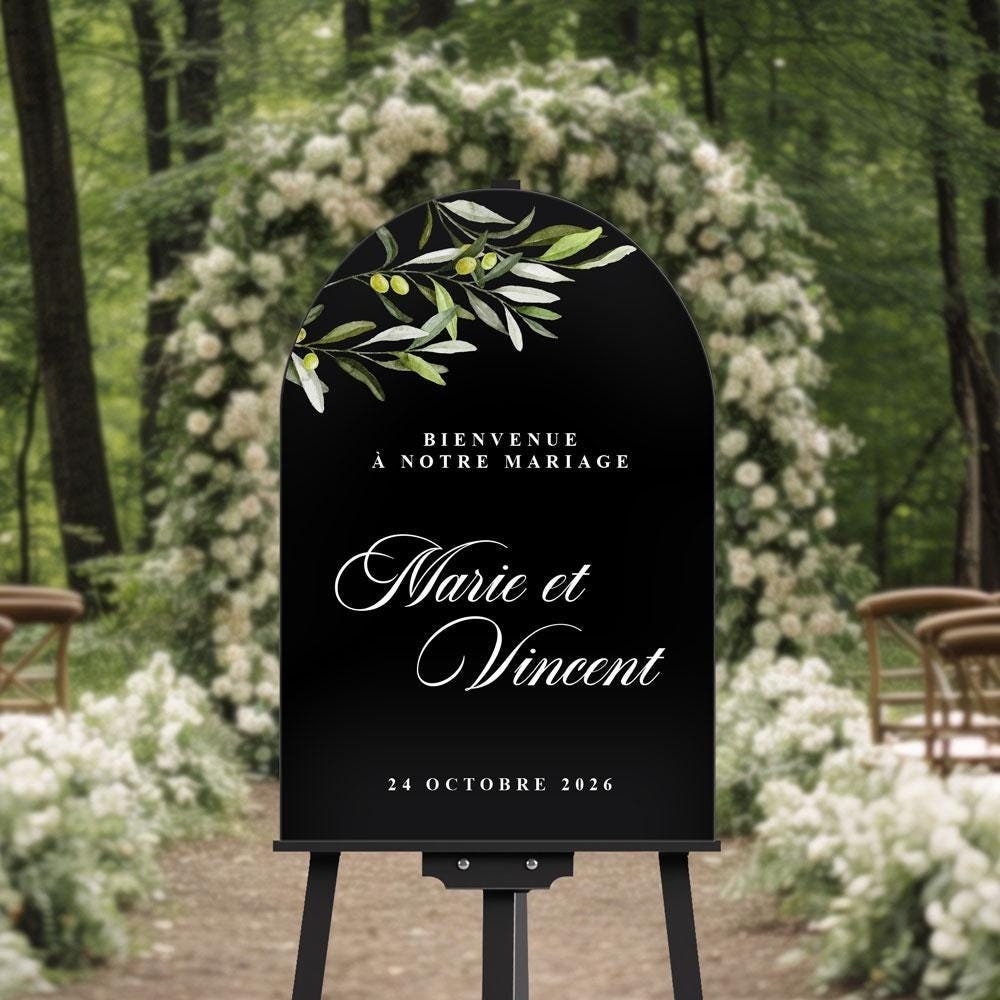 Plaque de bienvenue en acrylique doré pour mariage