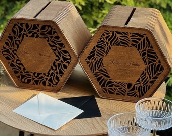 Boîte pour cartes de mariage avec fente, Boîte pour cartes personnalisée pour mariage, Boîte de mariage pour cartes de voeux