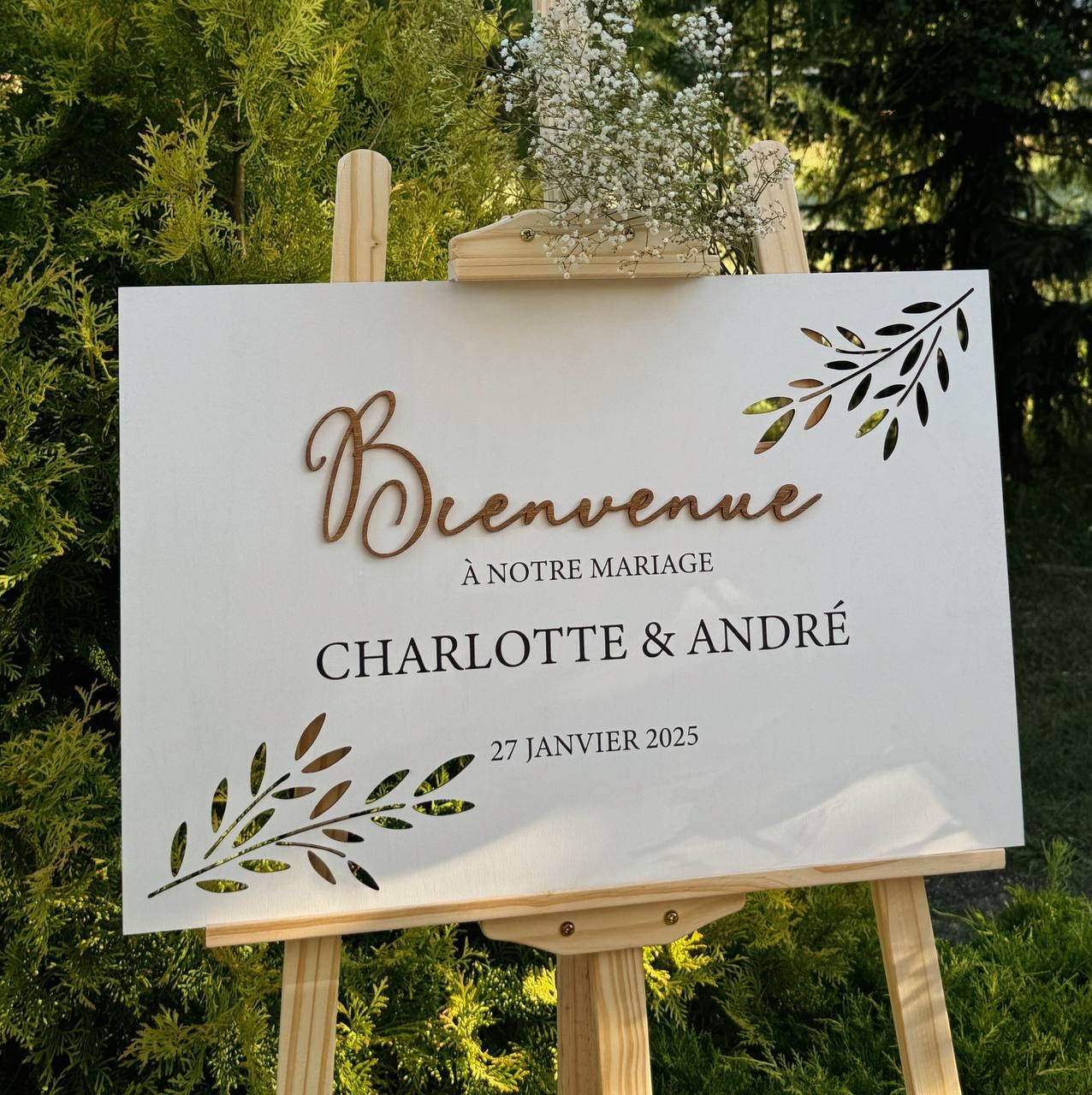 Panneau de Bienvenue en Bois pour Mariage Personnalisé