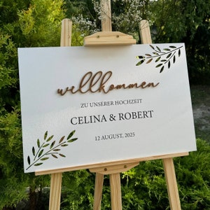 Signo de boda de bienvenida, Willkommensschild Hochzeit, tablero de bienvenida de boda, signo de fiesta de compromiso de bienvenida, Hochzeit Willkommensschild Blanco