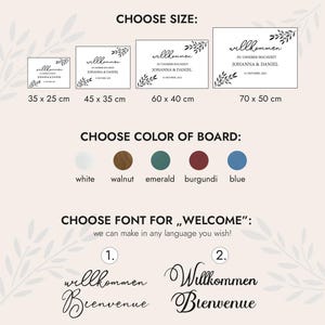 Signo de boda de bienvenida, Willkommensschild Hochzeit, tablero de bienvenida de boda, signo de fiesta de compromiso de bienvenida, Hochzeit Willkommensschild imagen 3