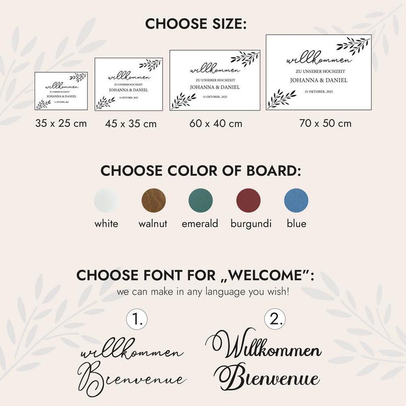 Signo de boda de bienvenida, Willkommensschild Hochzeit, tablero de bienvenida de boda, signo de fiesta de compromiso de bienvenida, Hochzeit Willkommensschild imagen 3