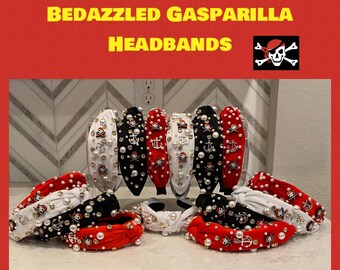 Custom Bedazzled Knotted Gasparilla Headband Tampa Pirate Invasion