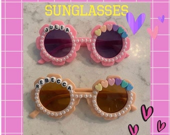 Personalized Bedazzled Bling Girls Flower Sunglasses, Flower Girl, Sports Sunglasses Party Favors