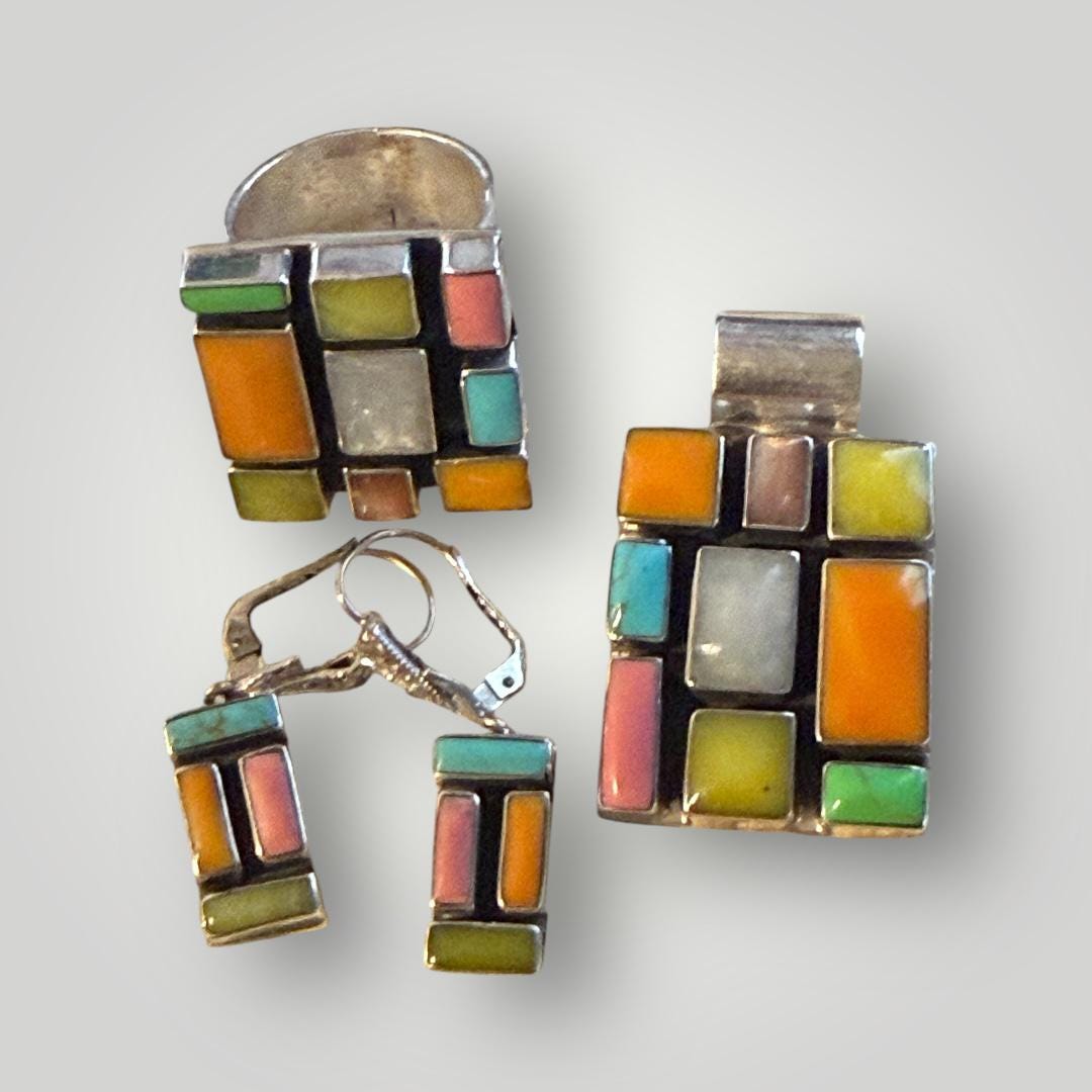 Vintage Taxco Mexico Sterling Silver 925 Multi Color Soft Pastels ...