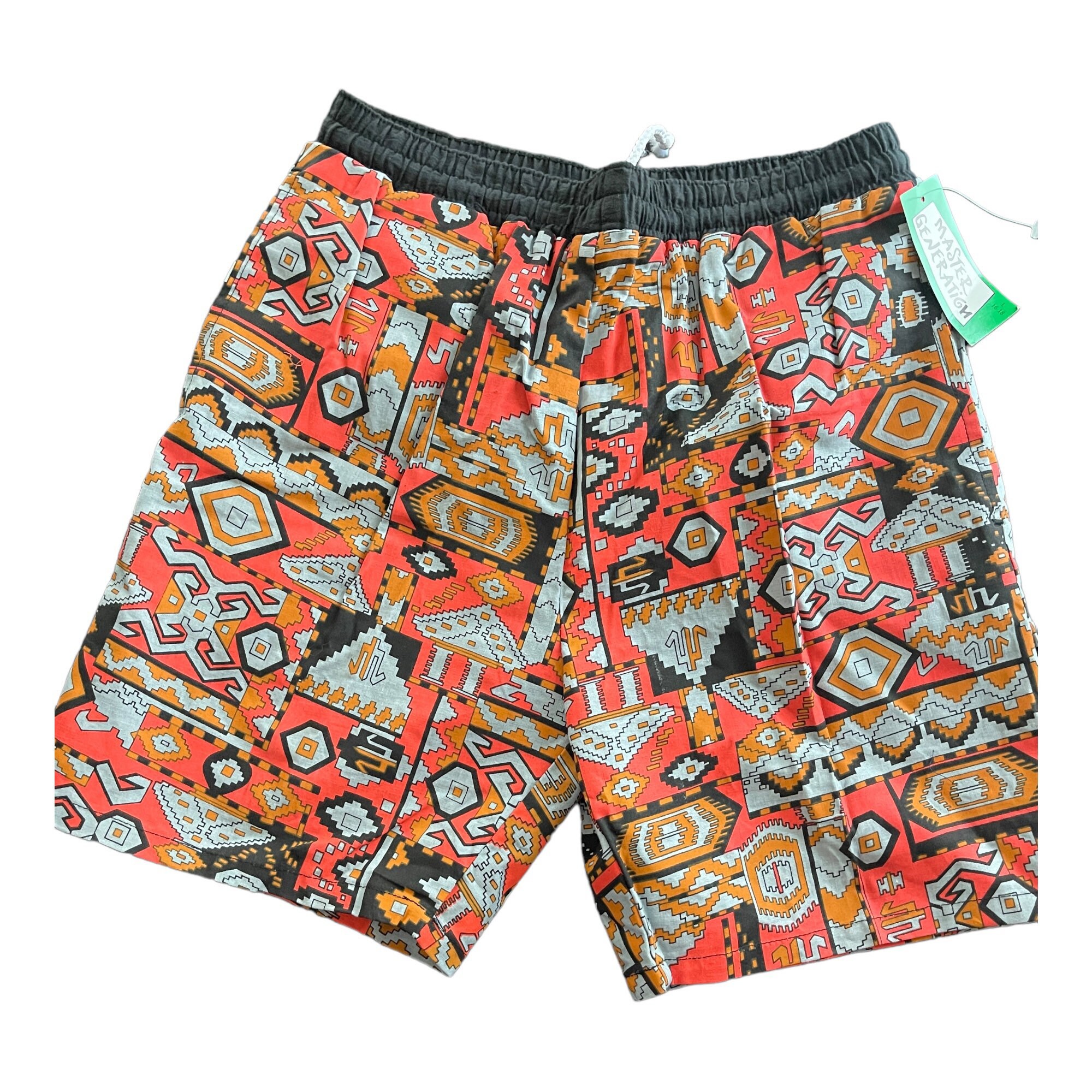 Vintage Deadstock 80s 90s Master Generation Tribal Aztec Print Streetwear Shorts Hip Hop Retro Size 11 Youth Large