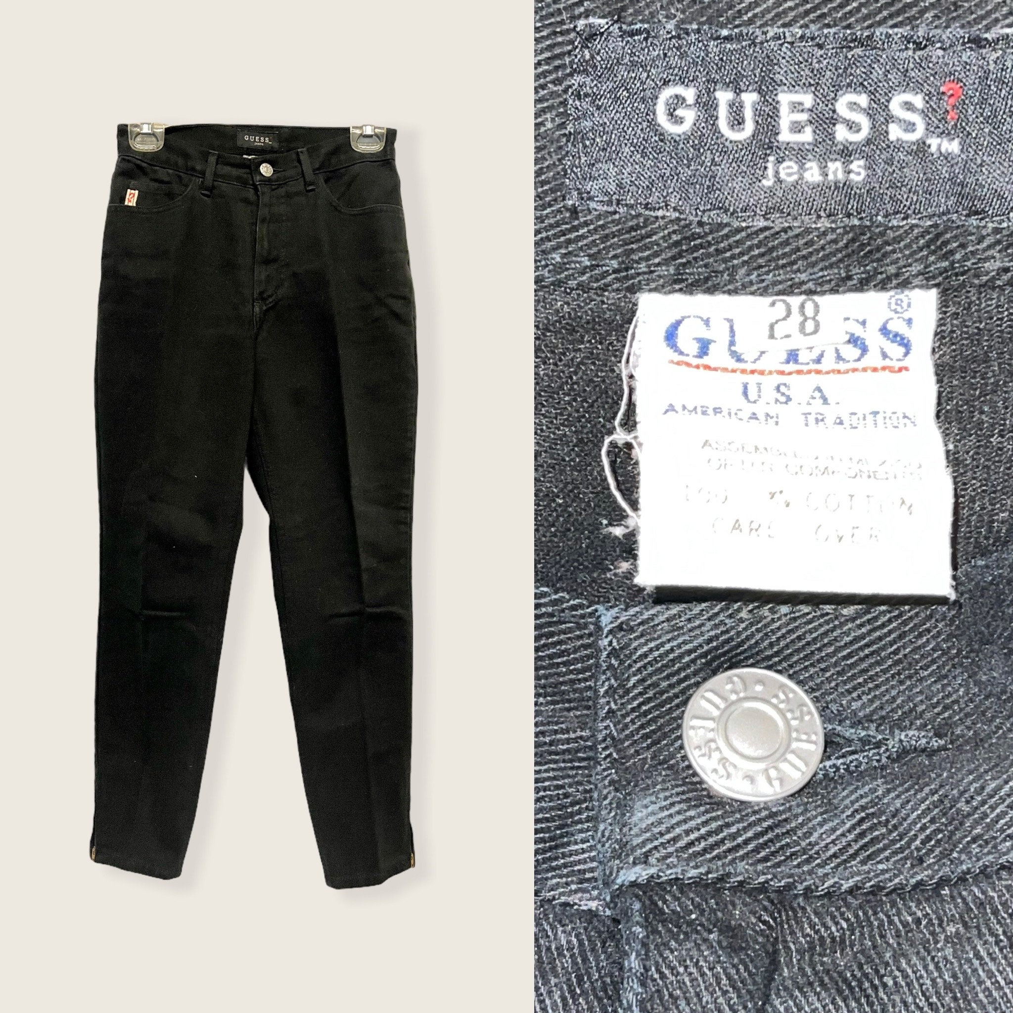 Vintage Guess USA Jeans Marciano Black Denim 28ZollTaille