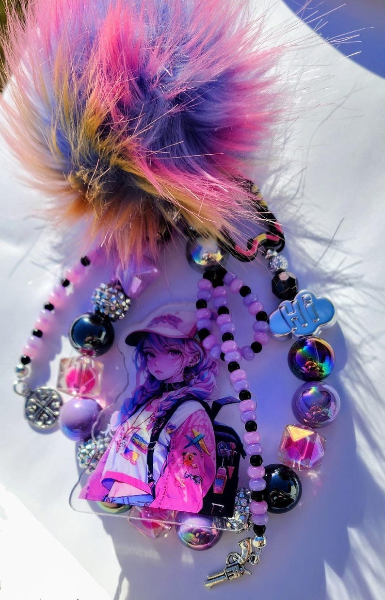 Largecute Anime Phone Clip Key Chain Bag Chain Pastel Sunshine Rainbow