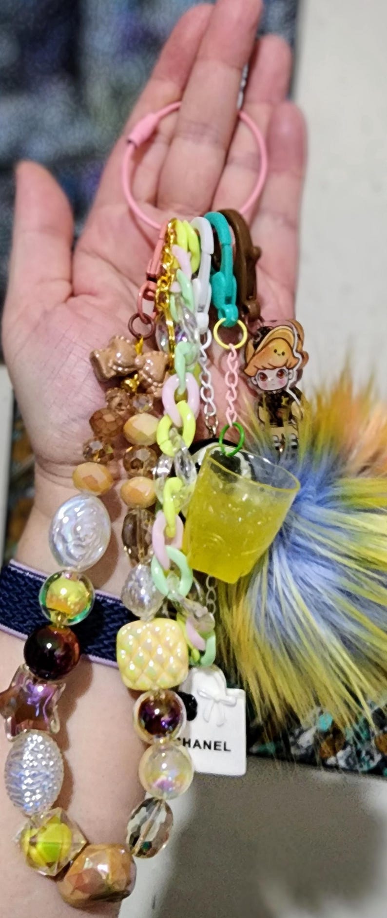Large-designer Dimoo Multi KAWAII CLUTTERED Key Chain Bag Chain Pastel ...
