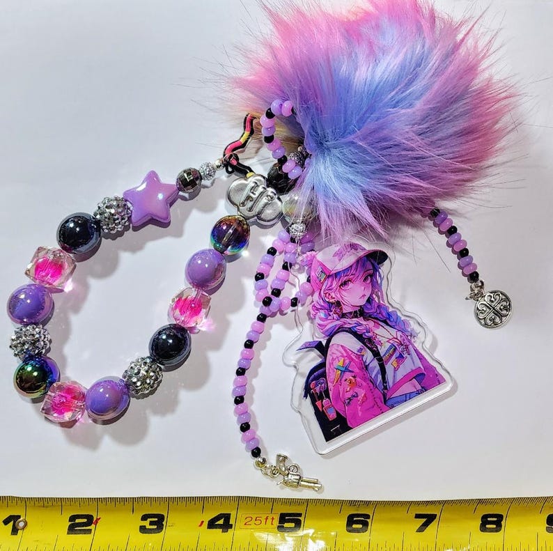 Largecute Anime Phone Clip Key Chain Bag Chain Pastel Sunshine Rainbow