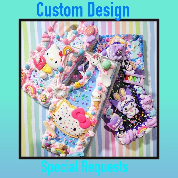 CUSTOM DESIGN~Personalized Decoden~ Special Requests Phone Case, Kawaii Cute Handmade Custom Phone Cases